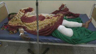 صورة صورة.. إصابة امرأة بانفجار لغم حوثي في #جبل_حبشي بـ #تعز_اليمنية