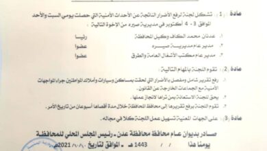 صورة محافظ العاصمة عدن يشكل لجنة لحصر أضرار كريتر وتعويض المتضررين