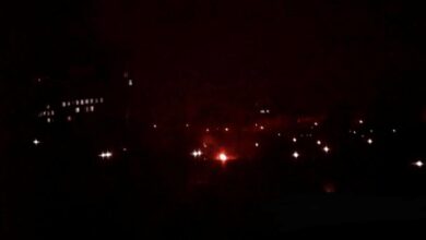 صورة انفجار عنيف وسط مدينة دونيتسك شرقي أوكرانيا