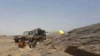 صورة مدفعية القوات الجنوبية تَرد على مصادر نيران مليشيا الحوثي بجبهة حمالة كرش