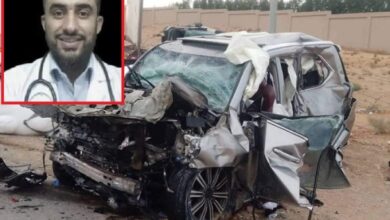 صورة حادث سير يودي بحياة طبيب جنوبي وأربعة من أبنائه في السعودية