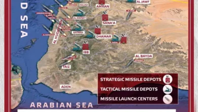 صورة تقرير يوضح مراكز إطلاق الصواريخ الحوثية في اليمن.. وأهدافها المحتملة